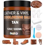 Tan Leather Recoloring Balm Light Brown Repair Kit Leather Dye Vinyl Car Interior Leather Seat Paint Furniture Couch Recliner Chair Boot Jacket Shoe bag Purse Belt Color Restorer Fade Stain Scratch Remover