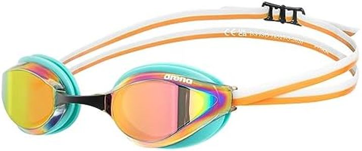 Arena Unisex Adults Python Racing Swim Goggles for Men and Women Anti-Fog Mirror Lens Max Comfort Dual Strap, Copper/Water/Mango