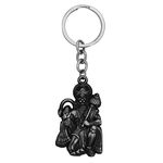 M Men Style Hindu Lord Bajrangbali Hanuman idol Monkey God of Devotion Locket With Chain Grey Zinc Metal 00 Keychain And Keyring Gift For Men And Women