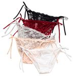 HTRUIYATY Women's Lace Briefs Ladies Adjustable Side Tie Bikini Panties Sexy Charming Knickers Underwear (Multicoloured)