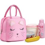 AO ALI VICTORY Reusable Lunch Box, Insulated Lunch Bags for Womens Kids Girls Small Lunchbag Thermal Cooler Bag Leakproof Lunch Tote Handbag for Work School Travel Beach Camping (A-PINK)