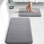 Yimobra 2 Pieces Memory Foam Bathroom Rug Set,Non Slip - Super Water Absorption Soft Bath Mats Rugs,Thick, Dry Fast,Machine Washable for Bathroom Floor Mat , (17x24 + 31.5x19.8 Inches), Gray