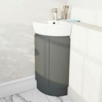 Mode Harrison slate gloss grey corner floorstanding vanity unit and basin 325mm