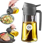 YARRAMATE 2-in-1 Olive Oil Sprayer Glass Bottle Dispenser, 16oz/470ml Capacity, Premium Nozzle for Cooking, Pour and Spray, Kitchen, Air Fryer, BBQ (Grey)