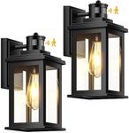 VIANIS Motion Sensor Outdoor Light, 2 Packs Exterior Lights for House, Black Waterproof Dusk to Dawn Outside Porch Lights Lantern for Garage, Patio, Doorway, Anti-Rust