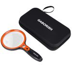 Large Magnifying Glass with 36 LED Light and Storage Case, 10X 20X 45X Illuminated Handheld Magnifier with 1 UV Light for Reading Magnifier Seniors Reading, Inspection, Coins, Inspection, Hobbies