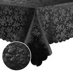 Smiry Vinyl Table Cloth Rectangular, 60 x 120 Inch Waterproof Withstand Oilproof Table Protector, Heavy Duty Tablecloth, Wipeable and Washable Table Cover for Dining and Party, Black