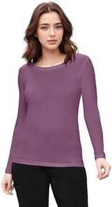 Natural Uniforms Women's Under Scrub Tee Crew Neck Long Sleeve T-Shirt, Argyle Purple, Large