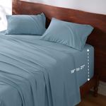 Bedsure Deep Pocket Queen Sheets Set - Fits Mattresses Up to 21 Inches Thick - 4 Piece Bed Sheets, Moisture Wicking, Soft & Cooling Bedsheets & Pillowcases, Easy & Secure Fit, Mineral Blue