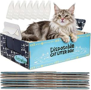Hiceeden 8 Pcs Disposable Litter Box for Cats, 16.9" x 12.4" x 5.4" Travel Cat Litter Boxes with Disposable Scoops, Portable Cardboard Litter Box with Double Waterproof Coating, Blue
