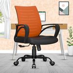 beAAtho® Verona Mesh Mid-Back Ergonomic Home Office Chair | 3-Years Limited Warranty Included | Tilting & Height Adjustable Mechanism, Heavy Duty Metal Base | Ideal for Office Work & Study (Orange)