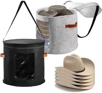 SOUJOY 2 Pack Hat Storage Box, 19" D x 17" H Foldable Felt Toy Storage Box with Lid, Large Round Travel Hat Bucket, Clothes Storage Bin for Men Women Hat Stuffed Animal Toy
