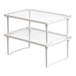 Amazon Basics Stackable Metal Kitchen Storage Shelves, Set of 2-White