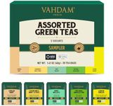 VAHDAM, Assorted Green Tea Sampler Gift Set (5 Flavors, 4 Tea Bags Each) Gluten Free Tea Variety Pack - Long Leaf Pyramid Green Tea Bags Variety Pack | Gifts For Him/Her | Gifts for Women & Men