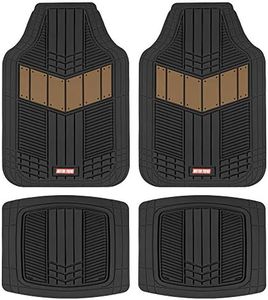 Motor Trend DualFlex™ Rubber Floor Mats for Car Truck Van & SUV - Waterproof Car Floor Mats with Drainage Channels, All-Weather Car Mats with Sporty Two-Tone Design, Automotive Floor Mats (Beige)