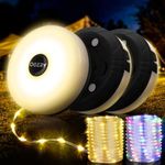 OGERY 3-Pack Camping String Lights, 2 in 1 Quick Storage 32.8FT Rechargeable Tent Lights String with 8 Lighting Modes, Hanging Waterproof Portable LED Lamp for Christmas Decor Party Bedroom Yard