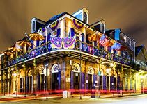 Loccor Fabric 8x6ft New Orleans Backdrop Night Pubs Bars Colorful Lights USA Landmark Photography Background Mardi Gras Birthday Party Decoration Portrait Photoshoot Booth Studio Props Wallpaper