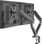 AVLT Dual RGB Gaming Monitor Arms Desk Mount Fits 27”-43” Ultrawide Monitors with 20 Lighting Modes Touch Button Control | Adjustable Height Swivel Tilt Rotation Stand | Dark Gray