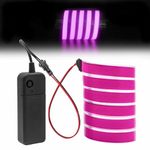 EL Wire with 3v Battery Box, 1M Neon Rope Light Strobing Electroluminescent Wire for Party Car Halloween Xmas DIY Decoration, Pink (No Battery)