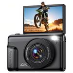 4K Digital Camera Photography for Vlogging: 64MP Compact Cameras with Flip Screen 16X Zoom - Gift for Beginners/Enfant/Teen - Vintage Appareil Photo Video Cam Black for Boys Girls