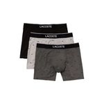 Lacoste Men's Essential 3 Pack Allover Croc Boxer Briefs, Black/Pitch Chine/Silver Chine, X-Large