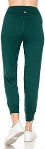 Leggings Depot Women's Printed Solid Activewear Jogger Track Cuff Sweatpants, Activeflex Slim-fit Jogger-forest Green, Medium
