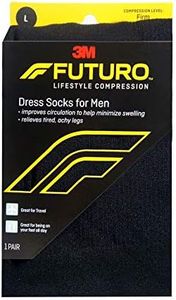 FUTURO Lifestyle Compression Dress Socks for Men Firm Large Black 1 Pair (Pack of 4)