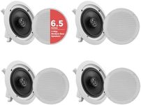 Pyle 6.5” Bluetooth In-Wall In-Ceiling Speaker, 2-Way Speaker System Changeable Round/Square Grills, 4 Pack, 200Watt Quick Connection Polypropylene Cone & Tweeter Stereo Sound 4 Ch Amplifier