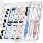 Four Candies 3PCS Clear Mechanical Pencils Set, 0.7mm Pastel Mechanical Pencils with 360PCS HB Lead Refills, 3PCS Erasers, 9PCS Eraser Refills for Student School Supplies