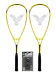 VICTOR X-TA Deluxe Squash Twin Racket Squash Set (2 Rackets) & 3 Squash Balls