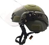 Tactical MICH 2000 Fast Helmet with Clear Riot Visor Face Shield Sliding Goggles for Airsoft Paintball CS War Games Outdoor Sports.