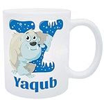 Y for Yaqub, Y for Yeti Themed Boys Personalised Plastic Unbreakable Kids Cup/Mug, Toddler Cup