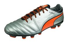 PUMA One J 2 HG Men's Leather Football Boots Hard Ground-Silver-7.5