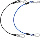Pawaboo DogSeatbelt, Chew-Proof Leash Extender, Coated Steel Rope Restraint Car Safety Seat Belt Clip Strap, 360° Rotation Hook Heavy Duty Carabiner Steel Cable, 26 Inch, 2 Pack, Black + Blue