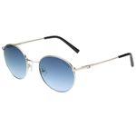 Tommy Hilfiger|Silver Full Frame Oval Sunglasses|100% UV Protected (Uv 400) Blue Gradient Faded Lens|Men's & Women's|Small|TH COLTER C3 51 S