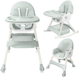 HARPPA Convertible 4-in-1 Baby High Chair for Toddlers with Removable Tray, Wheels & Safety Belt (Green)