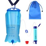 SimPure Gravity Water Filter Straw, Portable Water Purifier with 3L Gravity-Fed Bag, Outdoor Survival Gear for Camping Hiking and Emergency, BPA Free