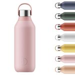 Chilly's Series 2 Water Bottle - Stainless Steel Thermal Bottles with Double Wall Vacuum, Soft Collar & Carry Loop - Blush Pink, 500ml