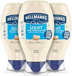 Hellmann's Light Mayonnaise Light Mayo Squeeze Bottle Pack of 3 For a Creamy Condiment for Sandwiches and Simple Meals Made With 100% Cage-Free Eggs 20 oz