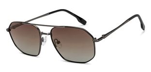 John Jacobs | Gunmetal - Brown | Full Rim Rectangular Stylish & Premium Polarized Sunglasses | Polarized and 100% UV Protected | Men & Women | Extra Wide | JJ S15861