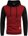 COOFANDY Men's Basic Sweatshirt Long Sleeves Hooded Drawstring Waffle Knit Hooded Sweatshirts