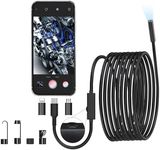 JSE Endoscope Camera with Light, 16.4FT Waterproof Borescope 1920P HD, Semi-Rigid Cable Snake Camera, 8 Adjustable High Brightness LED Lights Inspection Camera for iPhone, Android, iPad