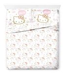 Jay Franco Hello Kitty Full Size Sheet Set - Super Soft 4 Piece Stars & Hearts Bedding Set - Microfiber Sheets Includes Reversible Pillow Covers