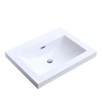 Durovin Bathrooms Luxurious Stone Resin Bathroom Basin - Self Rimming Drop in Sink - Semi Recessed - One Tap Hole with Overflow (600 x 480mm)