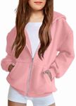 Arshiner Girls Zip Up Hoodies Teen Fleece Full-Zip Sweatshirts Full Zipper Hoodie Sweatshirt Fall Casual Jacket Hoodies For Girls 14-16 Pink Zip Up Hoodie