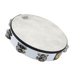 Remo Quadura Tambourine (Pre-Tuned) - 10-Inch Diameter, 8 Pairs Jingles x 2 Rows