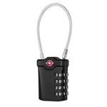 NAGE Suitcase Locks, TSA Approved Luggage Locks with Flexible Cable, TSA Lock with White Numbers, 4 Digit Travel Padlocks for Luggage, Backpack, Laptop Bag, Tent, Lockers (1P, Black)