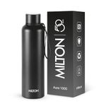 Milton Aura 1000 Thermosteel Water Bottle, 24 Hr Hot and Cold I Leak Proof Lid, ISI Certified I Vacuum Insulated I for Office, Gym, School I Black