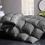 Cosybay Feather Down Comforter- Luxurious Hotel Bedding Comforters with 100% Cotton Cover - All Season Grey King Size Down Duvet Insert - King (106 x 90) Inch