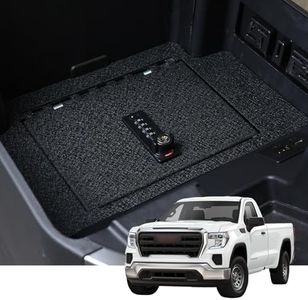 Center Console Safe Gun Safe, WASAI Premium In-vehicle Console Gun Vault Lockbox Compatible with 2023-202 Chevy Silverado 1500/GMC Sierra 1500, 2024 GMC 2500, 4-Digit Combination Lock with Backup Key.